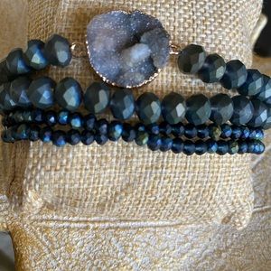 Bracelet stack quartz druzy stone